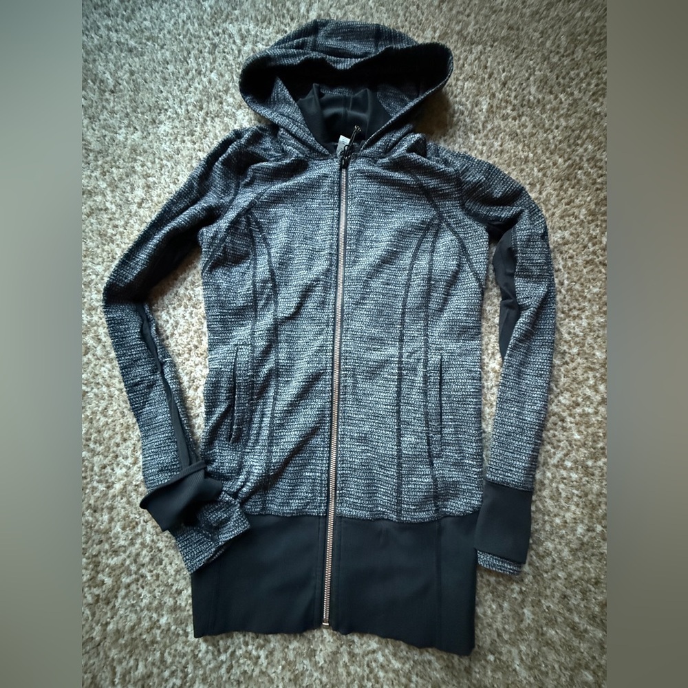 Lululemon Athletica Womens Stride II Hooded Jacket Black White Rose Gold 4 $168